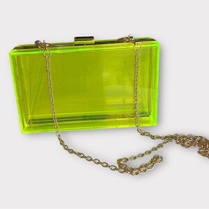 Box Clutch Bag with Crossbody Chains - Lime